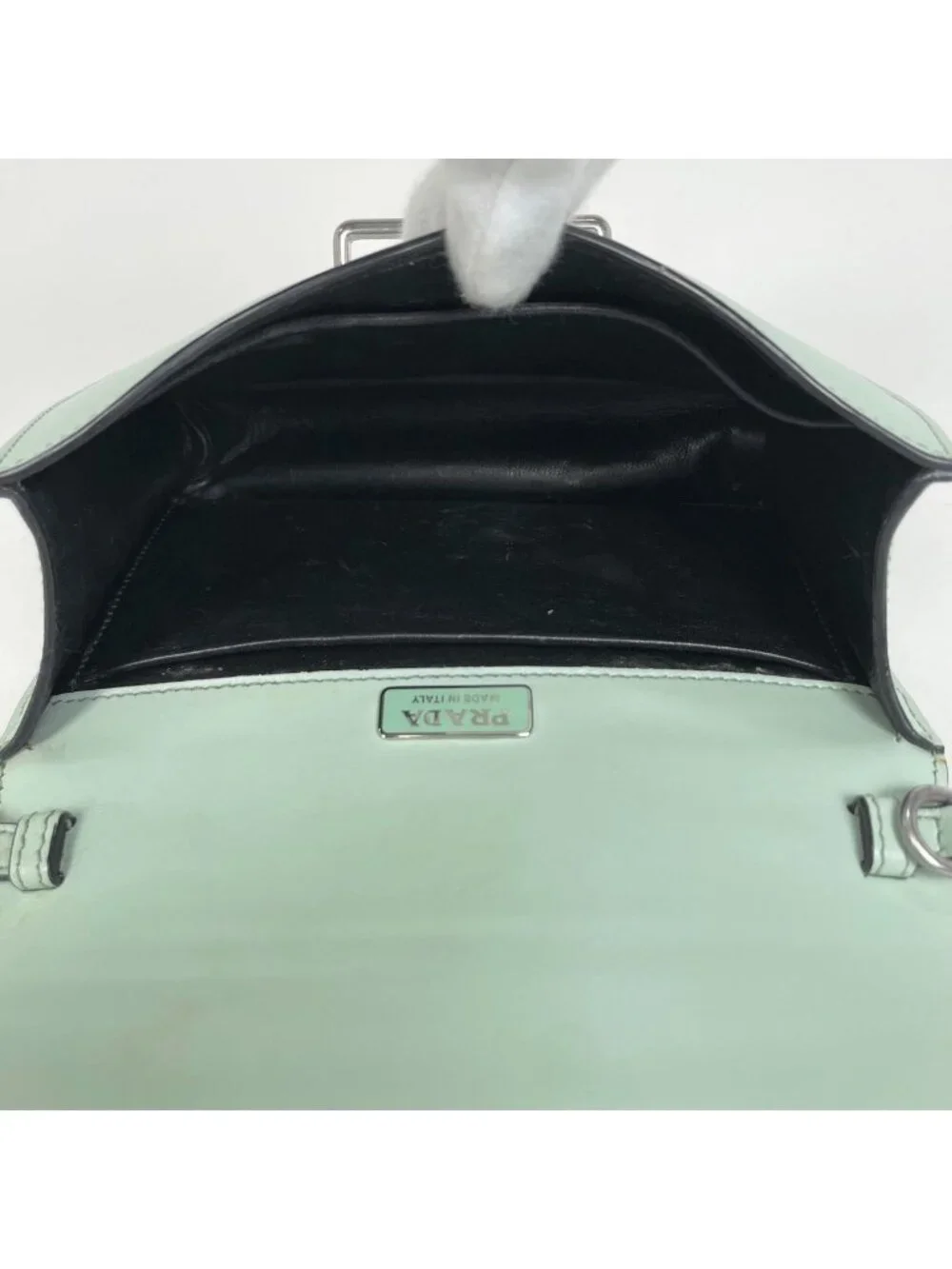 Prada Cahier Clutch Logo 2-Way Shoulder Bag Leather Green